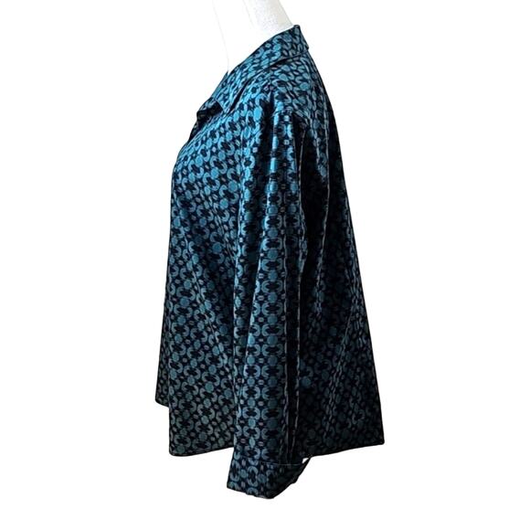 Chico's Womens Sz 16 No Iron Green Geometric 100% Cotton Fairy Button Up Top - Picture 4 of 13